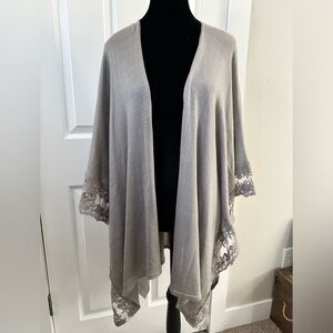 LC Lauren Conrad Lace Trimmed Open Front Ruana.